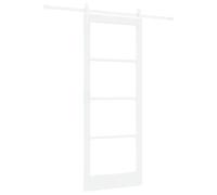vidaXL Puerta Deslizante con Juego de Herrajes 'Orkdal'Madera Sólida Blanca y Vidrio 83X211 cm Interior para Oficina en Casa Sala de Estar Dormitorio Componentes Ajustables Interior Madera Ahorra Es