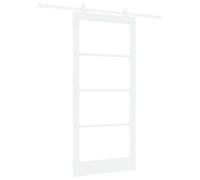 vidaXL Puerta Deslizante Orkdal Blanca Madera Elaborada y Cristal 93 X 202 cm con Juego de Herrajes para Uso Interior Divisor de Espacios Moderno Opaque Separador Contemporáneo