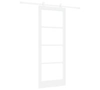 vidaXL Puerta Deslizante Orkdal Blanca Madera Engineered y Cristal 83 X 211 cm con Juego de Hardware para Riel Uso Interior Moderno Contemporáneo Duradera Laqueada Entrada