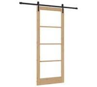 vidaXL Puerta Deslizante Orkdal con Accesorios Madera Maciza de Pino y Metal 86X211 cm Interior Componentes Ajustables para Sala de Estar Comedor Interior Moderna Separador Transparente Suave