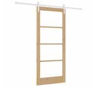 vidaXL Puerta Deslizante Orkdal con Juego de Herrajes Madera Natural y Blanca 86X198.5 cm Interior para Dormitorio Sala de Estar Componentes Ajustables Interior Madera Minimalista Moderna Transparen