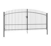 vidaXL Puerta Doble para Valla con Puntas de Lanza Barrera Cancela de Cerca Jardín Patio Granja Entrada Estable y Duradera 400x225 cm