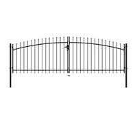vidaXL Puerta Doble para Valla con Puntas de Lanza Barrera Cancela de Cerca Jardín Patio Granja Entrada Estable y Duradera 400x175 cm