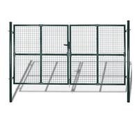 vidaXL Puerta Doble de Valla de Acero Revestida de Polvo Verde Oscuro 306x200cm