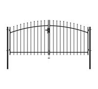 vidaXL Puerta Doble para Valla de Jardín Cancela de Patio Entrada de Exterior Valladp con Puntas de Lanza 300x150 cm