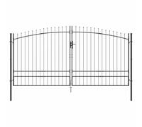 vidaXL Puerta Doble con Cerradura Woerden Gris 400 x 249,5 cm Acero, Puerta de Entrada Resistente para jardín y terraza, diseño Funcional, Acero Gris, Estilo Moderno
