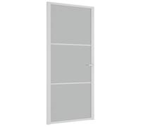 vidaXL Puerta Interior Corredera Entrada Corrediza Deslizante Cuarto de Baño Sala de Estar Salón Habitación de Vidrio y Aluminio Blanco Mate