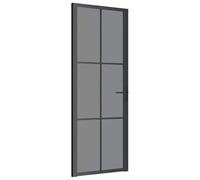 vidaXL Puerta Interior Corredera Entrada Corrediza Deslizante Cuarto de Baño Sala de Estar Salón Habitación Vidrio ESG y Aluminio Negro