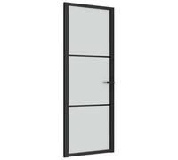 vidaXL Puerta Interior Corredera Entrada Corrediza Deslizante Cuarto de Baño Sala de Estar Salón Habitación de Vidrio y Aluminio Negro Mate