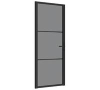 vidaXL Puerta interior de 83 x 201,5 cm, vidrio templado negro y aluminio