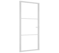 vidaXL Puerta interior de 93 x 201,5 cm, cristal templado blanco y aluminio