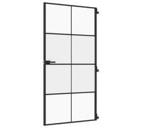vidaXL Puerta interior delgada negra vidrio y aluminio 102,5x201,5 cm