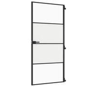 vidaXL Puerta interior delgada negra vidrio y aluminio 93x201,5 cm