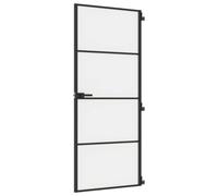 vidaXL Puerta interior delgada panel de privacidad vidrio y aluminio negra 83x201,5 cm