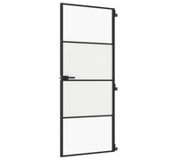 vidaXL Puerta interior delgada negra vidrio y aluminio 83x201,5 cm
