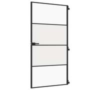 vidaXL Puerta interior delgada negra vidrio y aluminio 102,5x201,5 cm