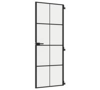vidaXL Puerta interior delgada negra vidrio y aluminio 76x201,5 cm
