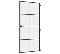 vidaXL Puerta interior delgada negra vidrio y aluminio 93x201,5 cm