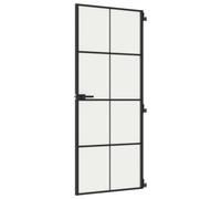 vidaXL Puerta interior delgada negra vidrio y aluminio 83x201,5 cm