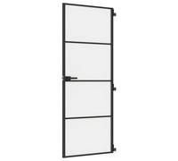 vidaXL Puerta interior delgada, panel de privacidad, vidrio y aluminio, negra