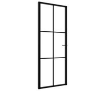 vidaXL Puerta Interior Entrada Pasillo Hogar Cuarto de Baño Sala de Estar Salón Balcón Habitación Vidrio ESG y Aluminio Negro 76x201,5 cm