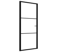 vidaXL Puerta Interior Entrada Pasillo Hogar Cuarto de Baño Sala de Estar Salón Balcón Habitación Vidrio ESG y Aluminio Negro 102,5x201,5 cm