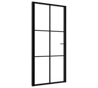 vidaXL Puerta Interior Entrada Pasillo Hogar Cuarto de Baño Sala de Estar Salón Balcón Habitación Vidrio ESG y Aluminio Negro 102,5x201,5 cm