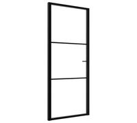 vidaXL Puerta Interior Entrada Pasillo Hogar Cuarto de Baño Sala de Estar Salón Balcón Habitación Vidrio ESG y Aluminio Negro 83x201,5 cm