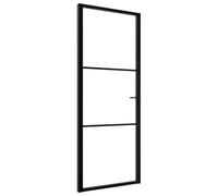 vidaXL Puerta Interior Entrada Pasillo Hogar Cuarto de Baño Sala de Estar Salón Balcón Habitación Vidrio ESG y Aluminio Negro 76x201,5 cm