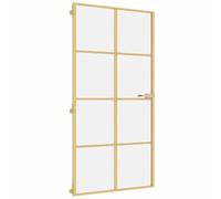 vidaXL Puerta Interior, Puerta de Panel, Panel de Privacidad, Puerta Decorativa para Dormitorio Baño, Vidrio Templado Aluminio Dorada