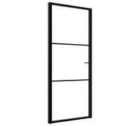 vidaXL Puerta Interior Entrada Pasillo Hogar Cuarto de Baño Sala de Estar Salón Balcón Habitación Vidrio ESG y Aluminio Negro 93x201,5 cm