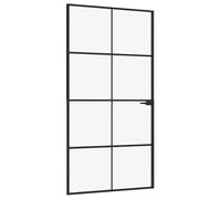 vidaXL Puerta interior vidrio templado y aluminio negro 102x201,5 cm