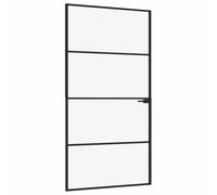vidaXL Puerta interior vidrio templado y aluminio negro 102x201,5 cm