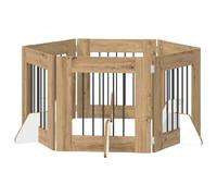 vidaXL Puerta para perros con soporte, 6 piezas de roble Artisan, 60 x 60 cm, valla para perros moderna, diseño plegable, carcasa interior minimalista, barrera que ahorra espacio, práctico separador