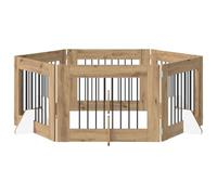 vidaXL Puerta para perros con soporte, 6 piezas de roble Artisan, 80 x 60 cm, valla para perros moderna, diseño plegable, carcasa interior minimalista, barrera que ahorra espacio, práctico separador
