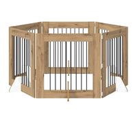 vidaXL Puerta para perros con soporte, 6 piezas de roble Artisan, 80 x 80 cm, valla para perros moderna, diseño plegable, carcasa interior minimalista, barrera que ahorra espacio, práctico separador