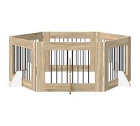 vidaXL Puerta para perros con soporte, 6 piezas de roble Sonoma 80 x 60 cm, valla para perros moderna, diseño plegable, carcasa interior minimalista, barrera que ahorra espacio, práctico separador de