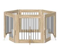 vidaXL Puerta para perros con soporte, 6 piezas de roble Sonoma 80 x 80 cm, valla para perros moderna, diseño plegable, carcasa interior minimalista, barrera que ahorra espacio, práctico separador de