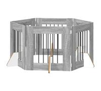 vidaXL Puerta para perros con soporte, 6 piezas Sonoma gris 60 x 60 cm, vallas para perros para salón, rejilla interior minimalista, barrera que ahorra espacio, moderna pared plegable