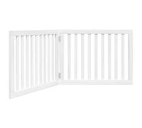 vidaXL Puerta para Perros Plegable 2 Paneles Madera álamo Blanca 160cm, Puerta para Mascotas, Puerta de Seguridad para Perros, Puerta para Perros de Seguridad