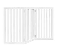 vidaXL Puerta para perros plegable 3 paneles madera álamo blanca 150cm