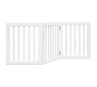 vidaXL Puerta para Perros Plegable 3 Paneles Madera álamo Blanca 150cm, Puerta para Mascotas, Puerta de Seguridad para Perros, Puerta para Perros de Seguridad