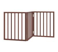 vidaXL Puerta para Perros Plegable 3 Paneles Madera álamo marrón 150cm