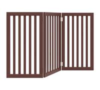 vidaXL Puerta para perros plegable 3 paneles madera álamo marrón 150cm