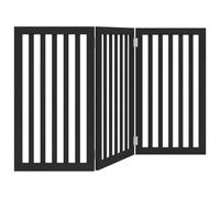 vidaXL Puerta para perros plegable 3 paneles madera álamo negra 150 cm