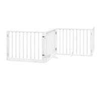vidaXL Puerta para perros plegable 4 paneles madera álamo blanca 320cm