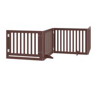 vidaXL Puerta para Perros Plegable 4 Paneles Madera álamo marrón 320cm, Puerta para Mascotas, Puerta de Seguridad para Perros, Puerta para Perros de Seguridad