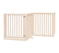 vidaXL Puerta para perros plegable 4 paneles madera de álamo 320 cm