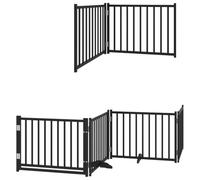 vidaXL Puerta para Perros Plegable 6 Paneles Madera álamo Negra 480 cm