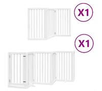 vidaXL Puerta para perros plegable 9 paneles madera álamo blanca 450 cm
